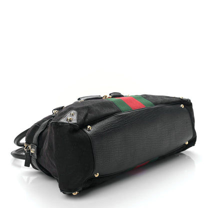 Gucci Monogram Web Large Horsebit Satchel Chain Black 4 of 9