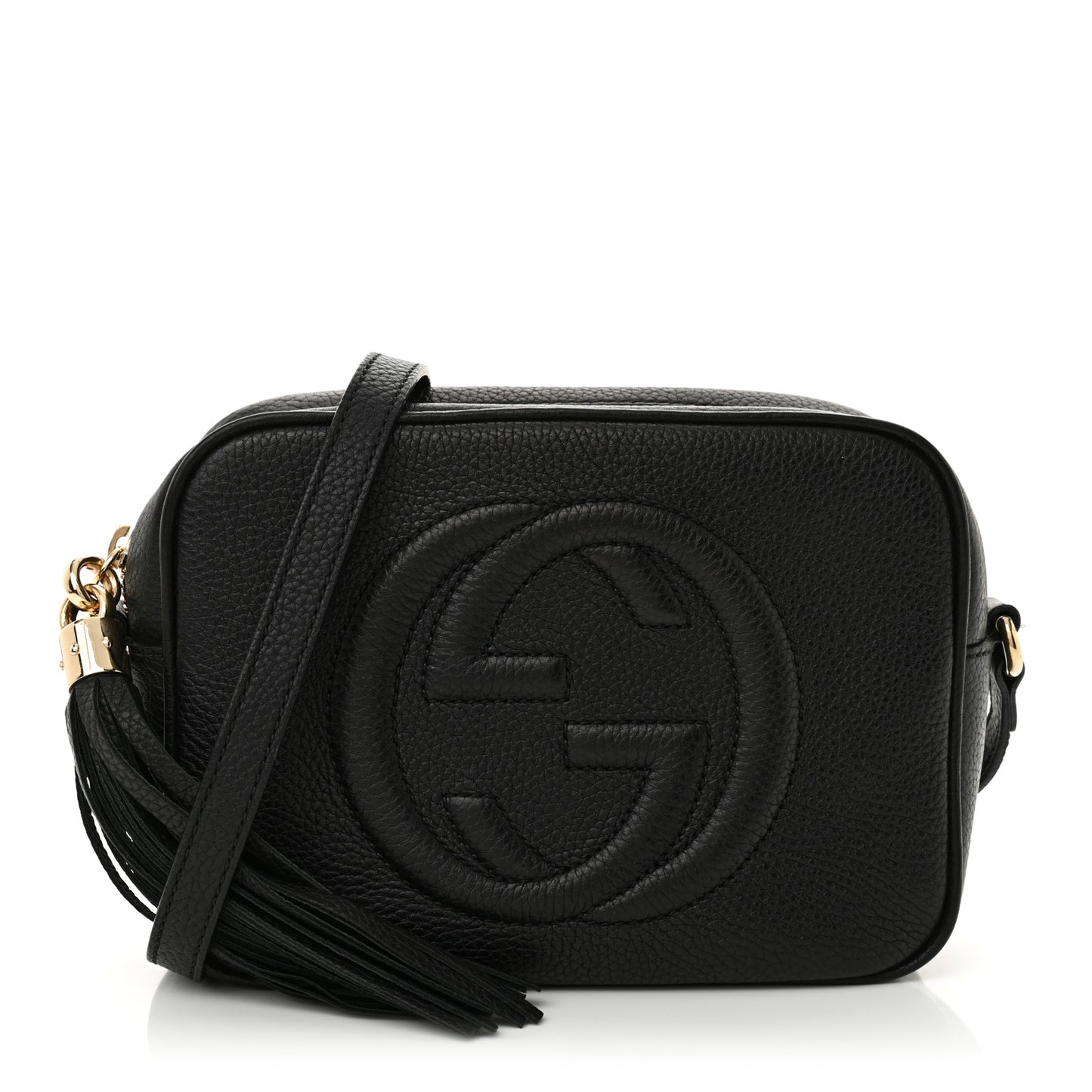 Pebbled Calfskin Small Soho Disco Bag Black