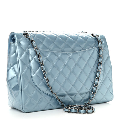 Chanel Patent Quilted Maxi Double Flap Light Blue 3 of 9