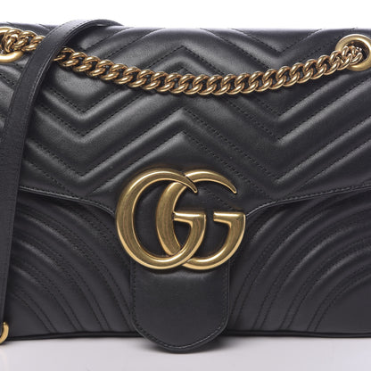 Gucci Calfskin Matelasse Medium GG Marmont Shoulder Bag Black 13 of 13