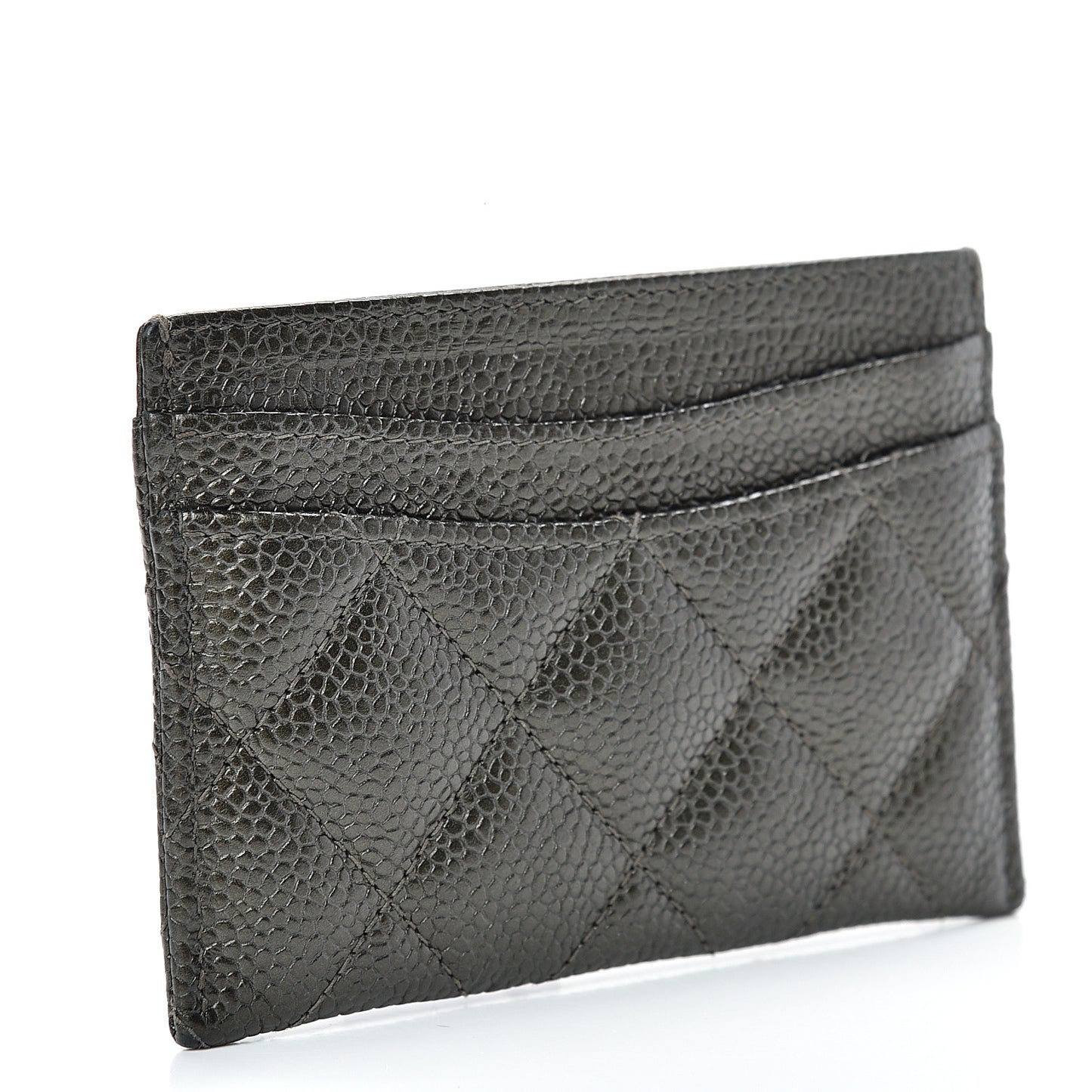 Caviar Quilted Card Holder Dark Charcoal