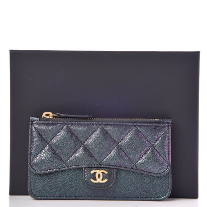 Chanel Iridescent Caviar Quilted Flap Zip Card Holder Black 9 of 9