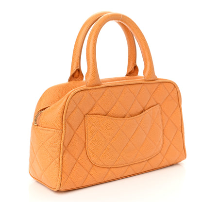 Chanel Caviar Quilted Small Bowler Orange 3 of 10