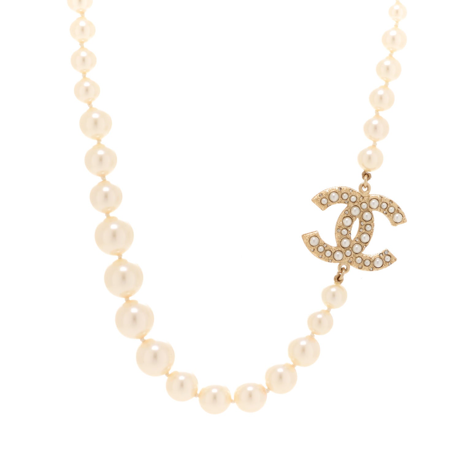 Chanel Pearl CC 100th Anniversary Necklace Light Gold 1 of 7