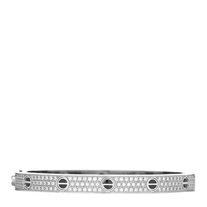 Cartier 18K White Gold Diamond Ceramic LOVE Paved Bracelet 19 1 of 4
