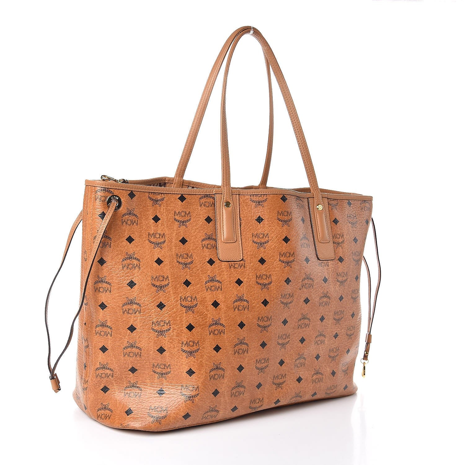 MCM Visetos Large Liz Reversible Shopper Tote Cognac 4 of 15