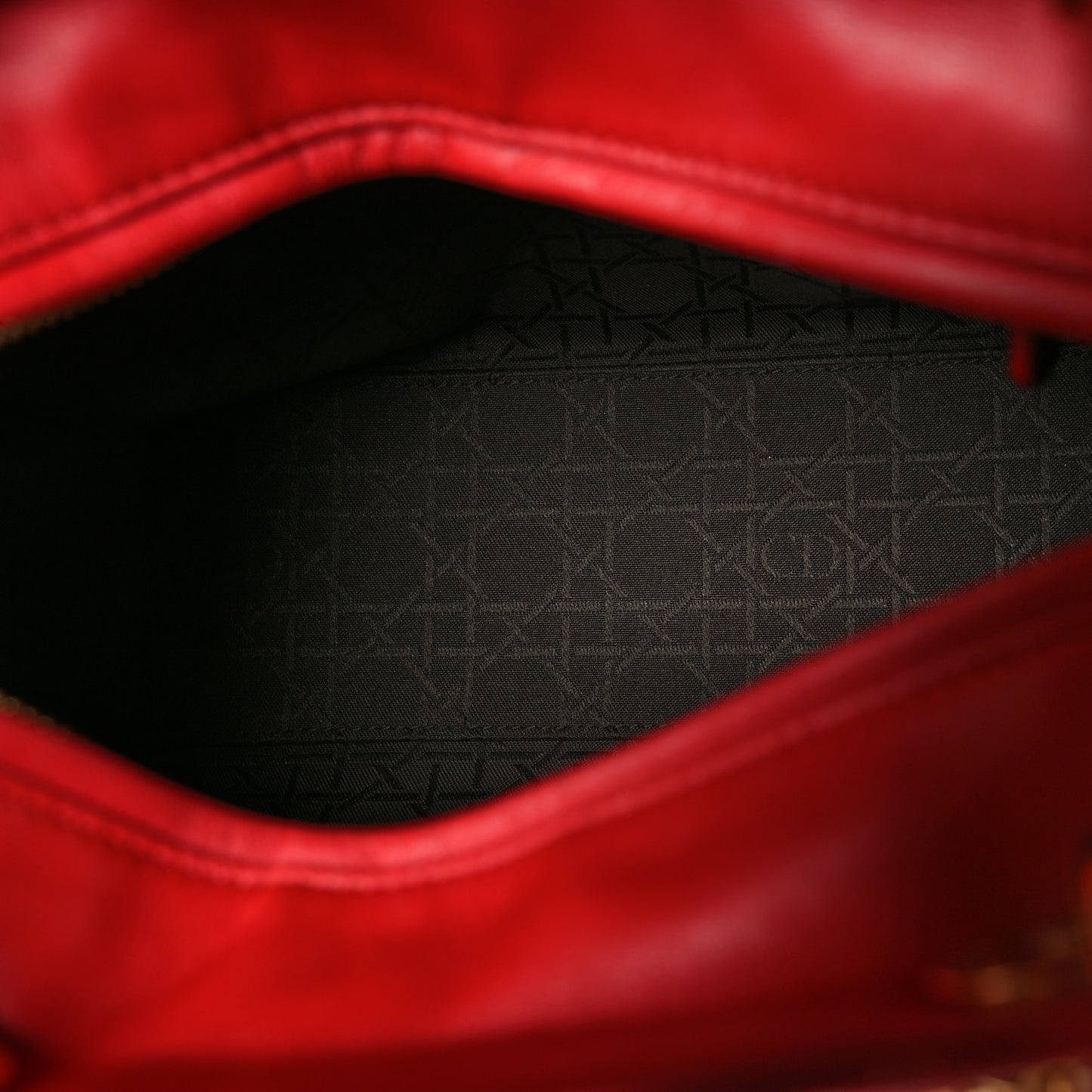 Lambskin Cannage Medium Lady Dior Red