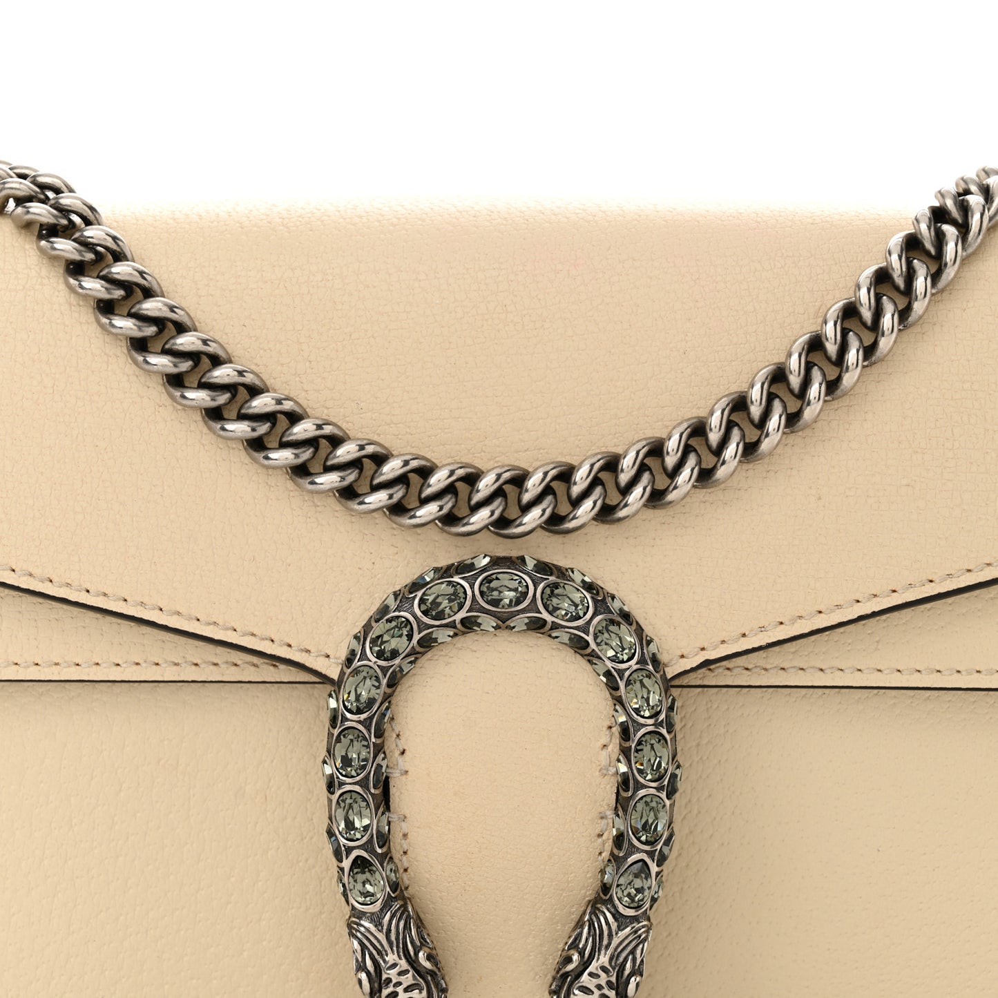 Textured Calfskin Crystal Small Dionysus Shoulder Bag Mystic White