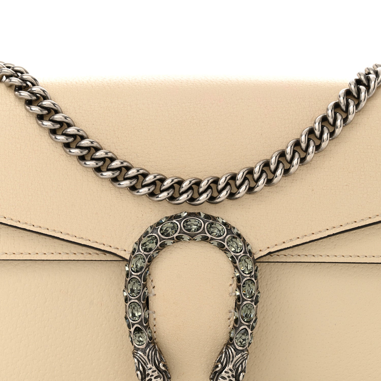 Gucci Textured Calfskin Crystal Small Dionysus Shoulder Bag Mystic White 8 of 16
