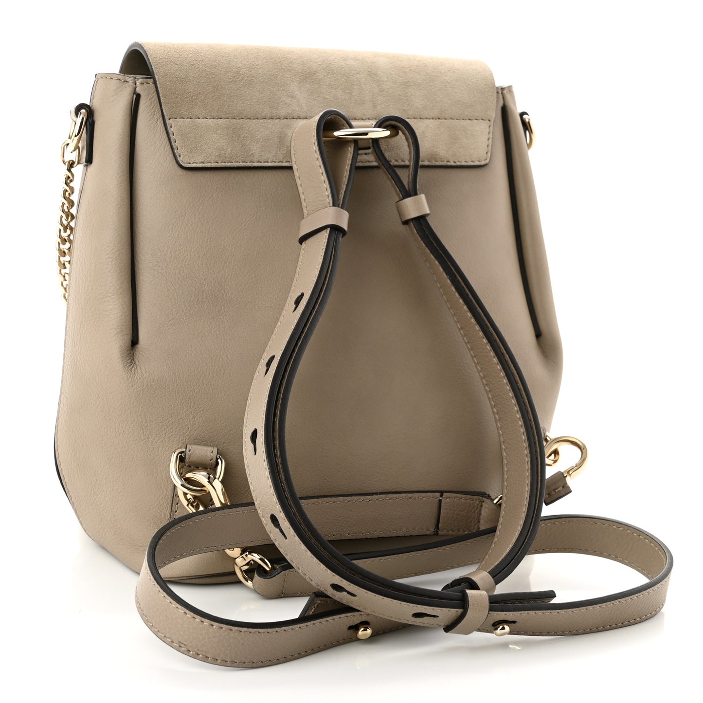 Suede Calfskin Small Faye Backpack Motty Grey