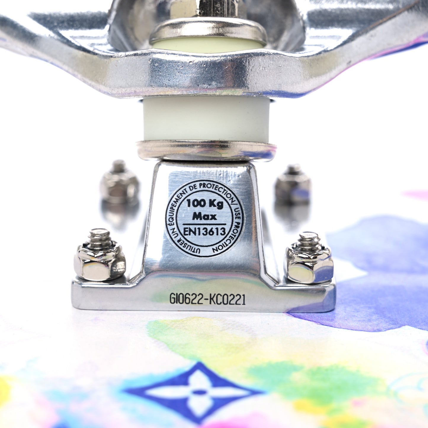 Monogram Watercolor Wood Skateboard Multicolor