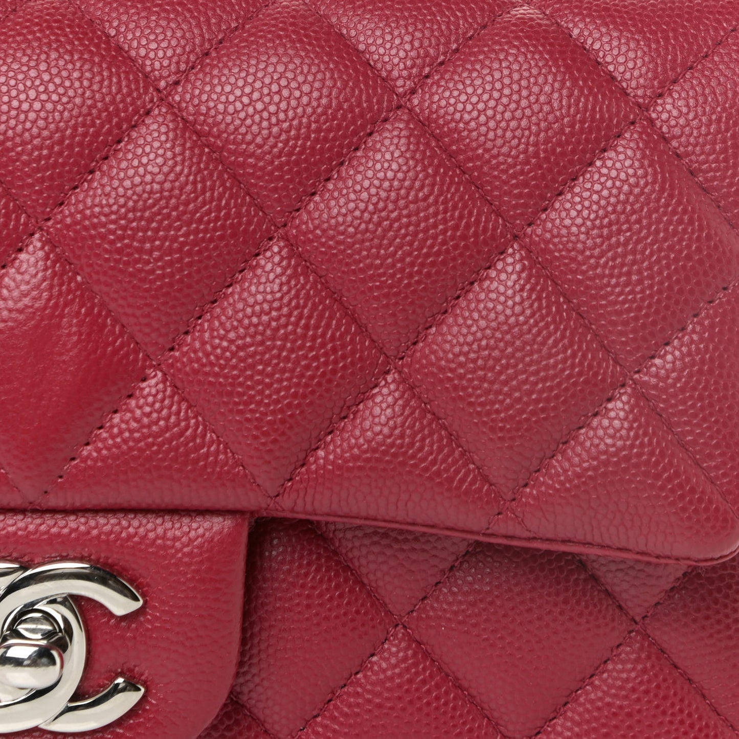 Caviar Quilted Mini Rectangular Flap Red