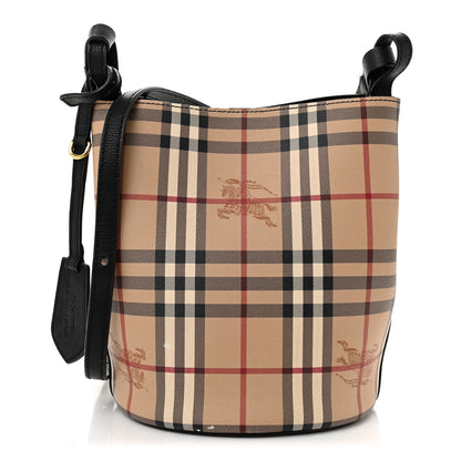 Burberry Haymarket Check Colours Small Lorne Bucket Crossbody Black 1 of 11