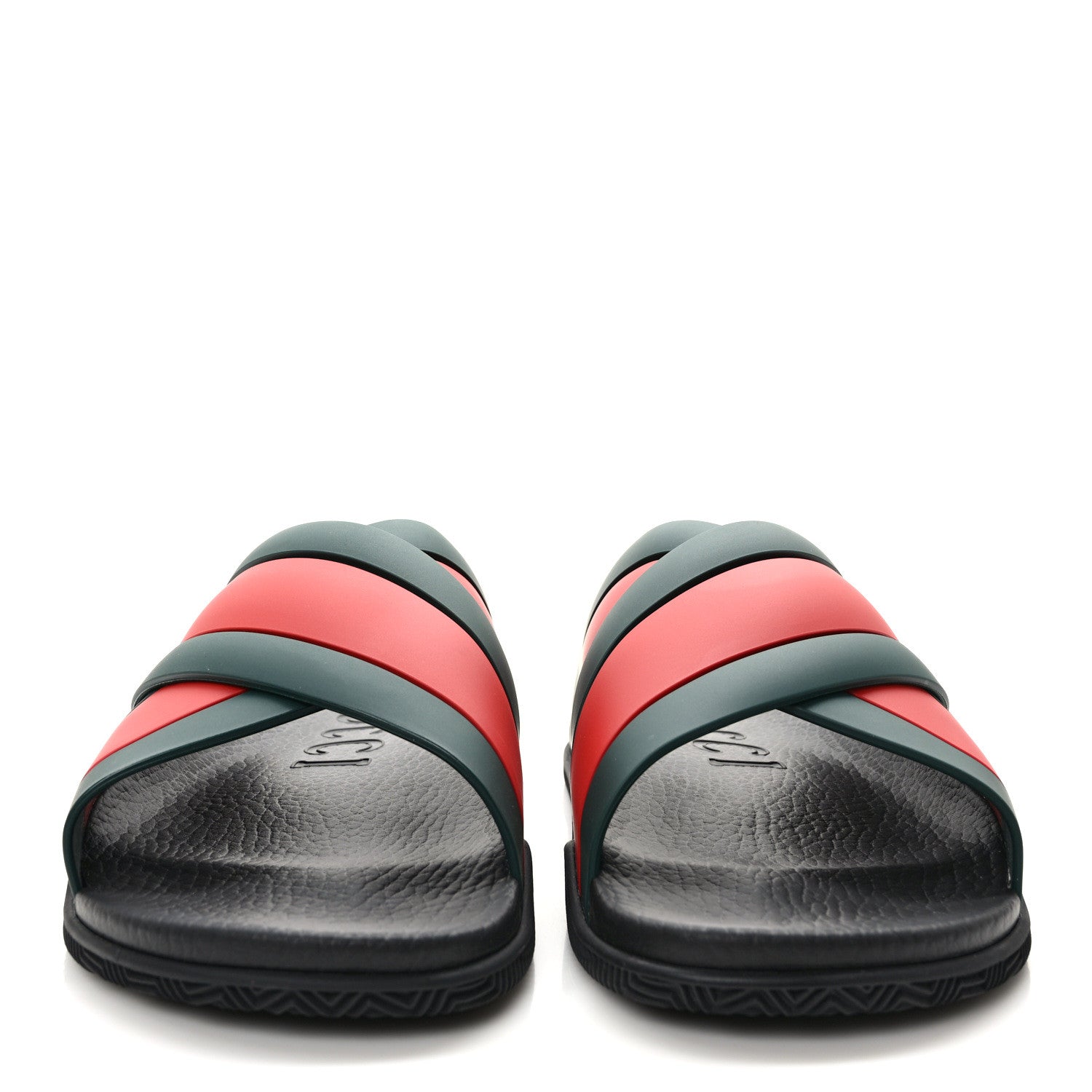 Gucci Rubber Web Mens Criss Cross Slide Sandals 9 Green Red 2 of 7