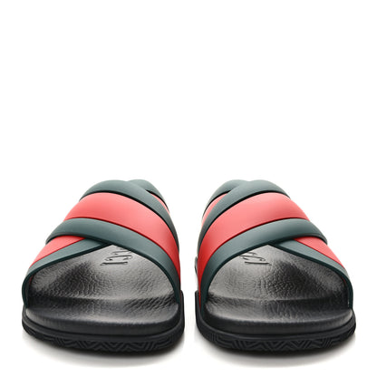 Gucci Rubber Web Mens Criss Cross Slide Sandals 9 Green Red 2 of 7