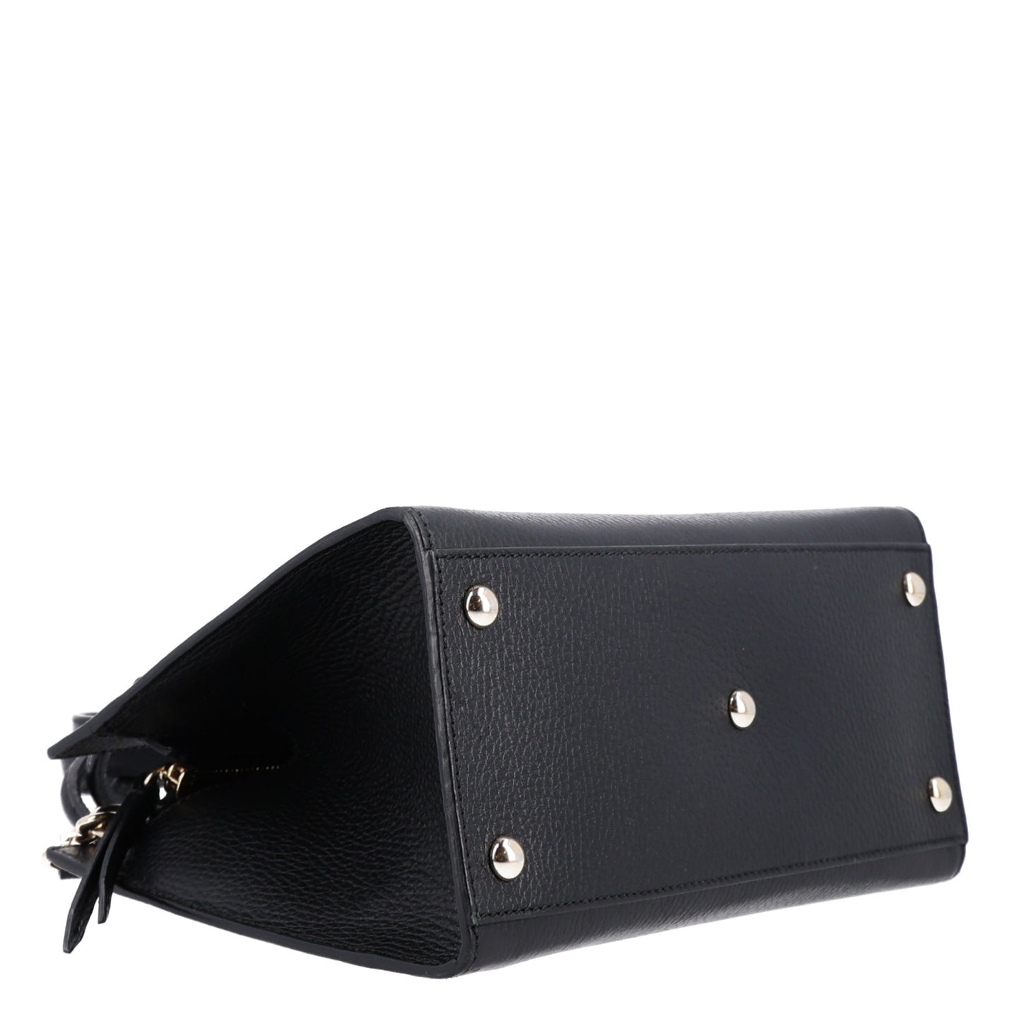 Pebbled Calfskin Medium Soho Top Handle Satchel Black