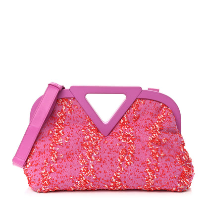 Bottega Veneta Textured Fabric Medium The Point Triangle Bag Cerise 1 of 12
