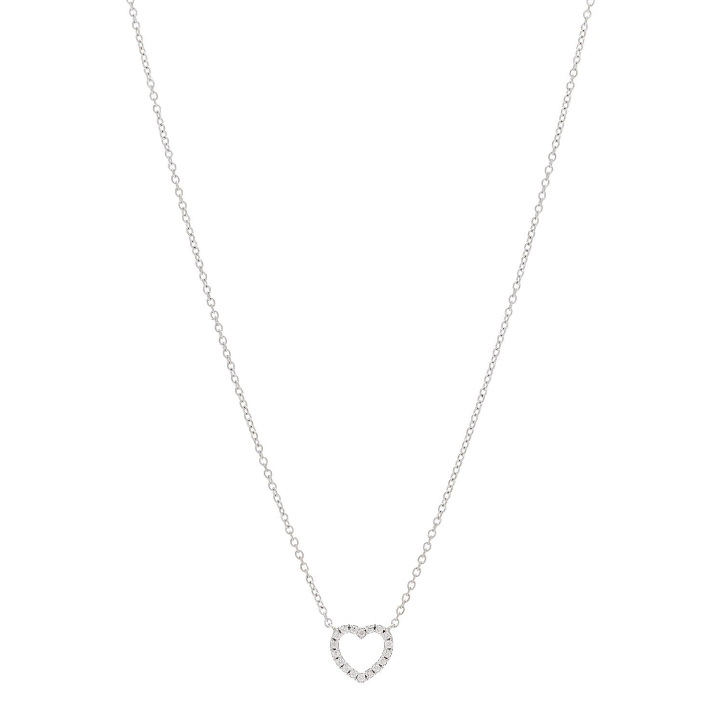 18K White Gold Diamond Metro Heart Pendant Necklace