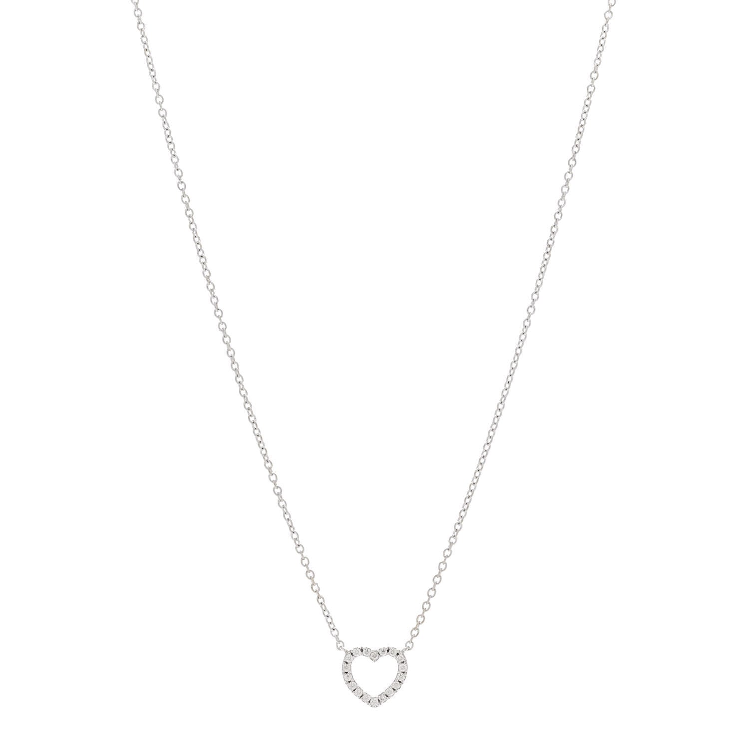 Tiffany 18K White Gold Diamond Metro Heart Pendant Necklace 1 of 5
