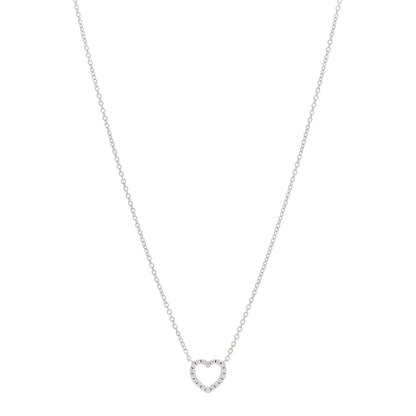 Tiffany 18K White Gold Diamond Metro Heart Pendant Necklace 1 of 5