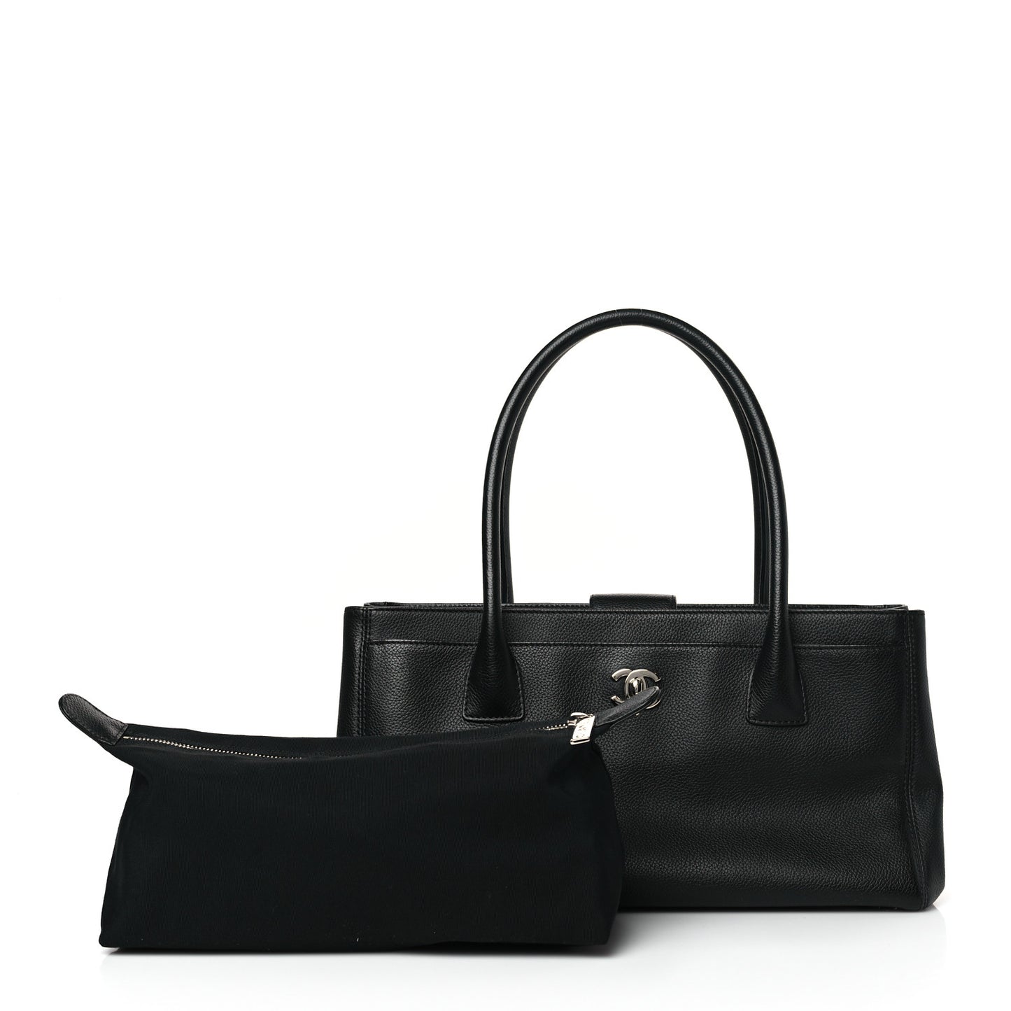 Calfskin Small Cerf Executive Shopper Tote Black