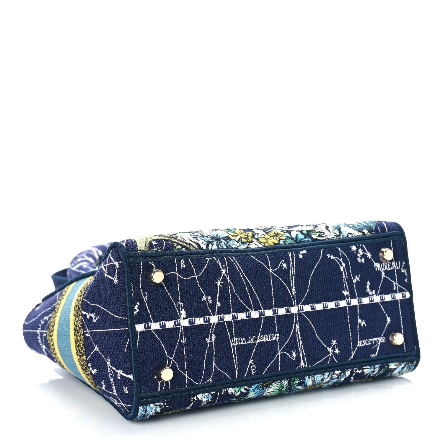 Christian Dior Canvas Embroidered Zodiac Medium Lady D-Lite Blue Multicolor 4 of 8