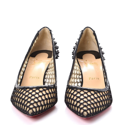 Christian Louboutin Fishnet Patent Guni 55 Spiked Pumps 41 Black 2 of 8