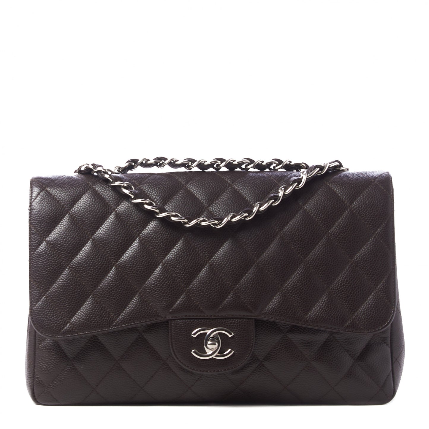 Caviar Quilted Jumbo Single Flap Brown