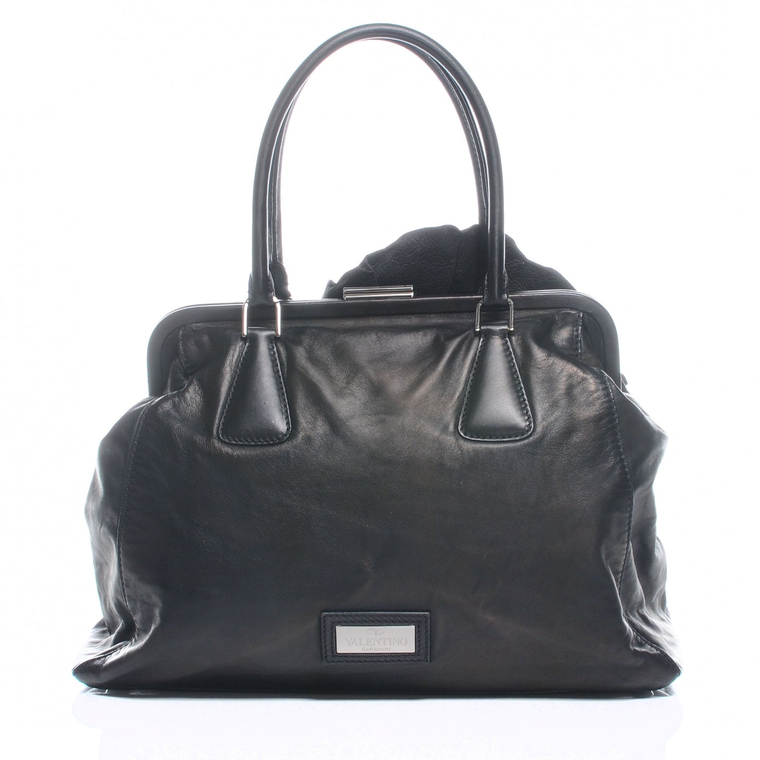 Valentino Garavani Leather Frame Petale Handbag Black 3 of 7