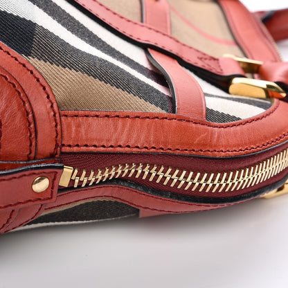 Burberry Bridle Calfskin House Check Small Orchard Bowling Bag Red 13 of 13