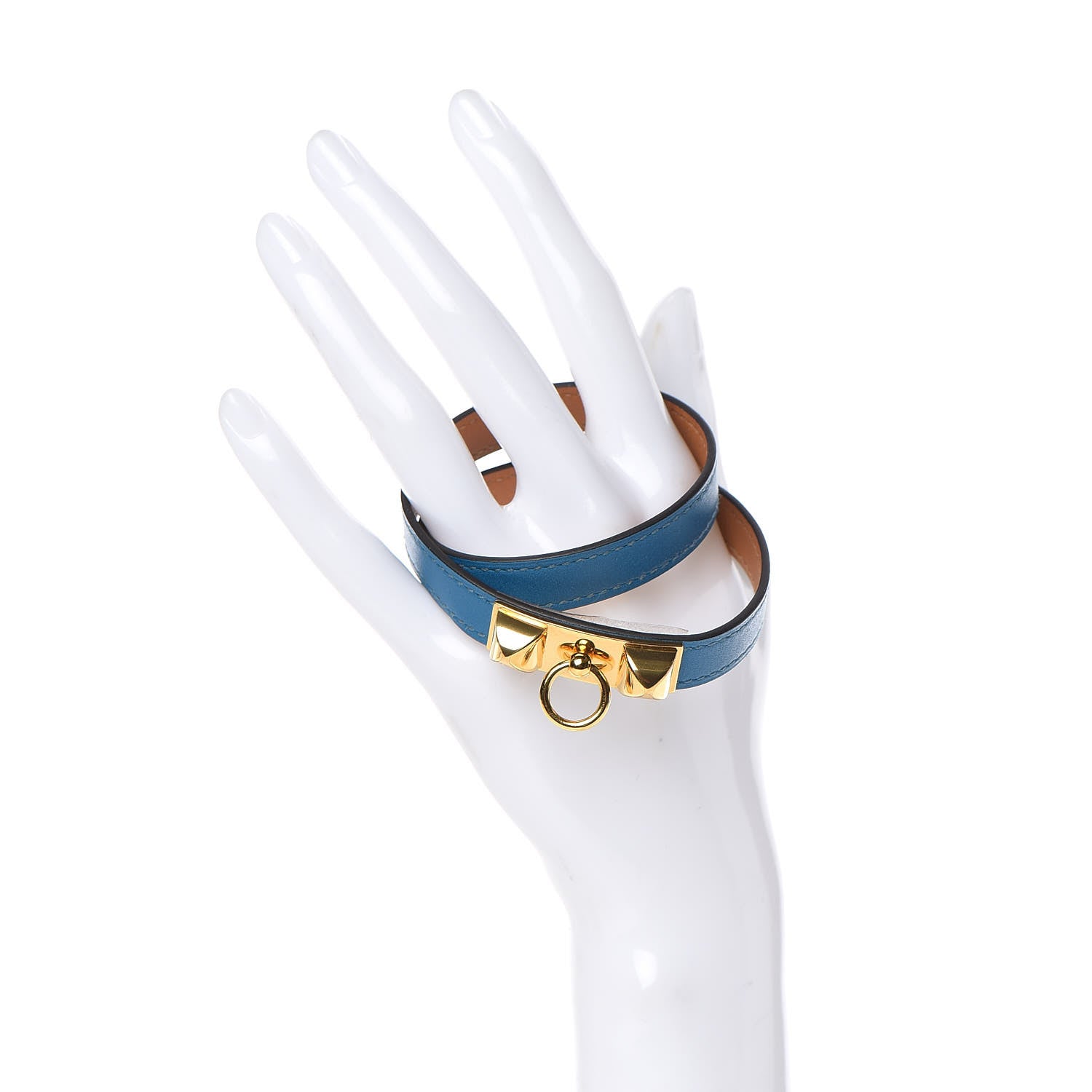 Hermes Tadelakt Rivale Double Tour Bracelet M Bleu Izmir 2 of 8