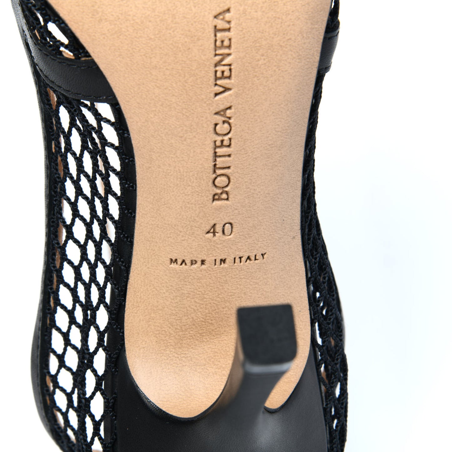 Mesh Calfskin Chain Stretch Pumps 40 Black