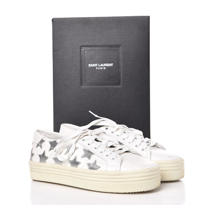 Saint Laurent Calfskin Star Court Sneakers 39.5 White Argent 8 of 8