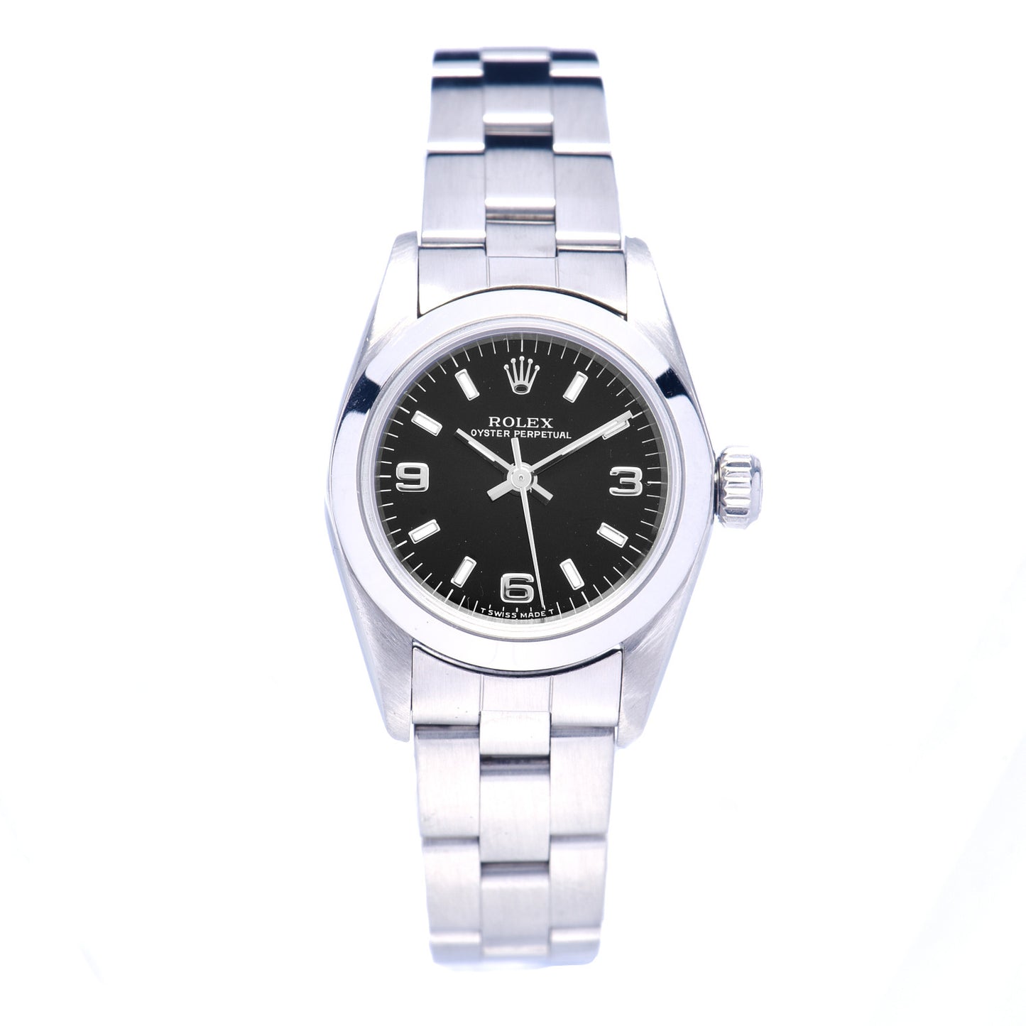 Stainless Steel 24mm Oyster Perpetual Watch Black 67180