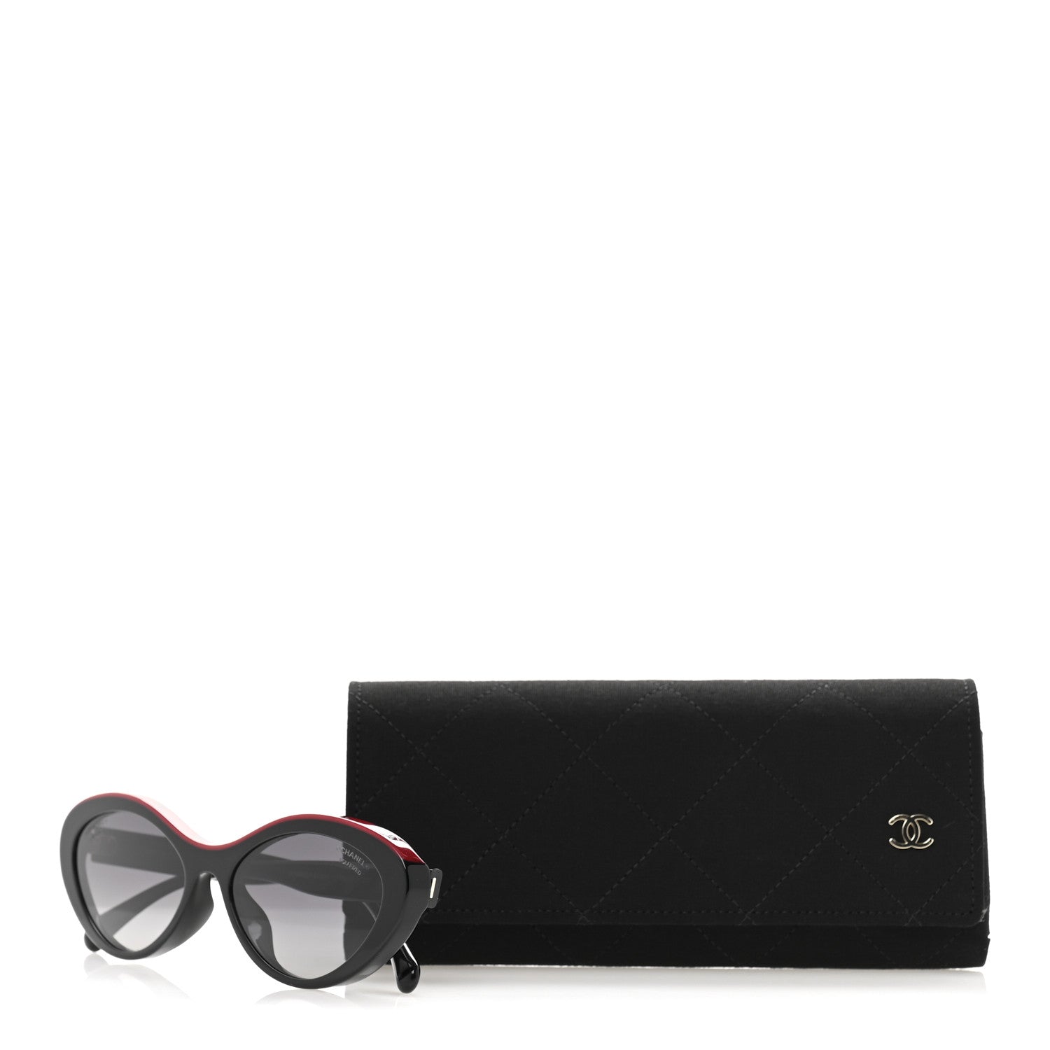CHANEL サングラス 5416-A ブラック ケース付き Chanel Acetate Polarized Oval Sunglasses 5416-A Black Red 1746620