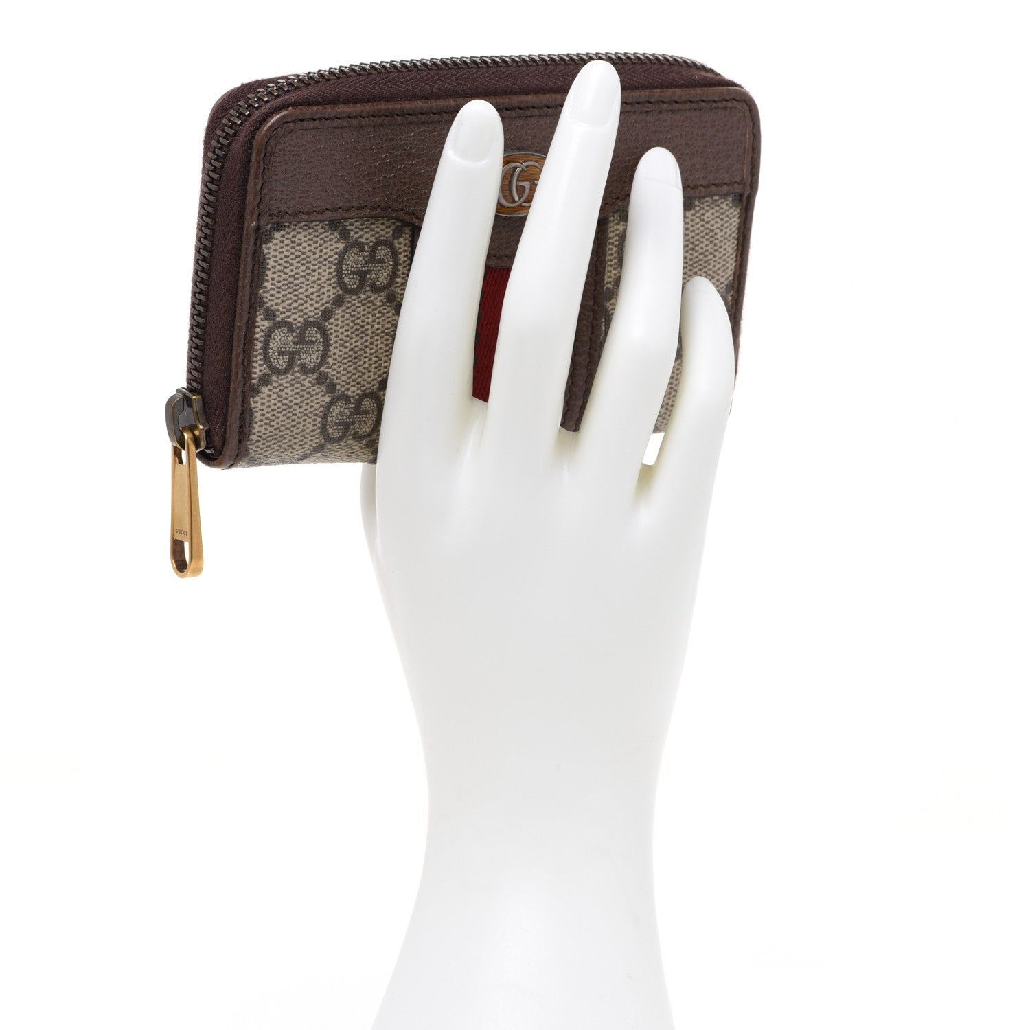 Gucci GG Supreme Web Ophidia Zip Around Card Case Brown 2 of 7