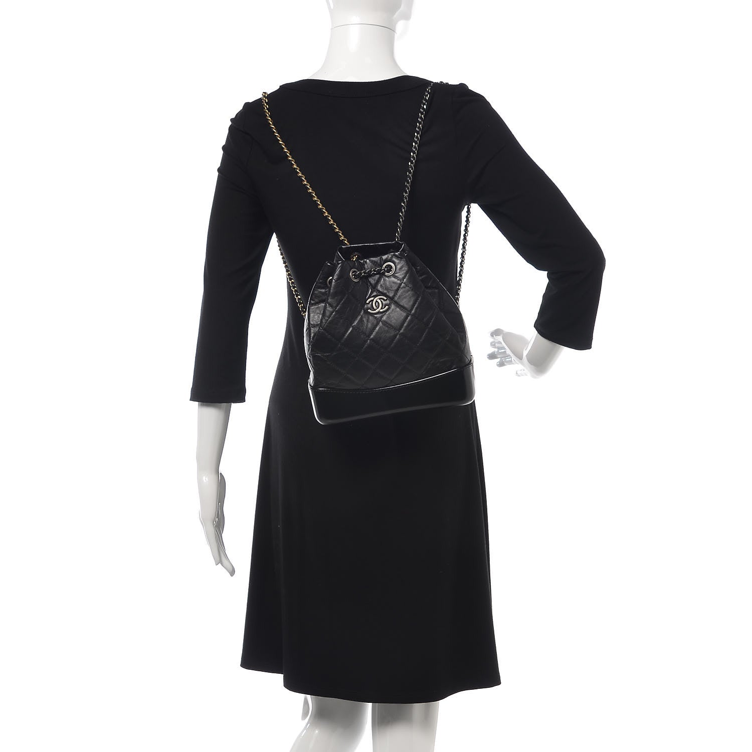 Chanel Aged Calfskin Quilted Small Gabrielle Backpack Black 2 of 7