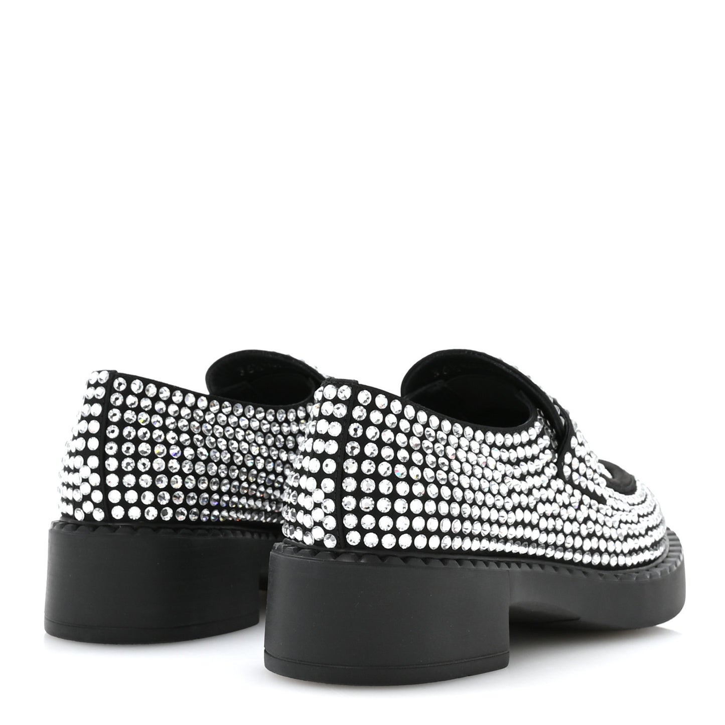 Satin Crystal Metal Triangle Logo 50mm Loafers 36.5 Cristal