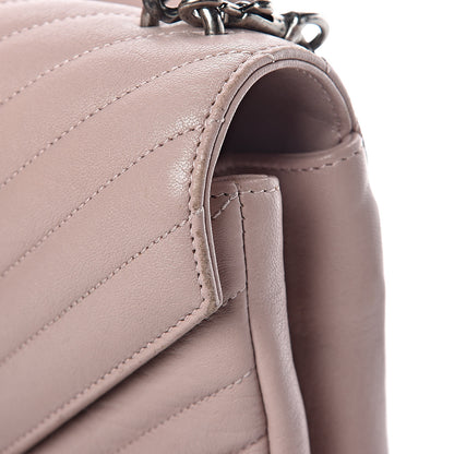 Saint Laurent Sheepskin Matelasse Chevron Monogram Medium College Bag Rose Poudre 15 of 16