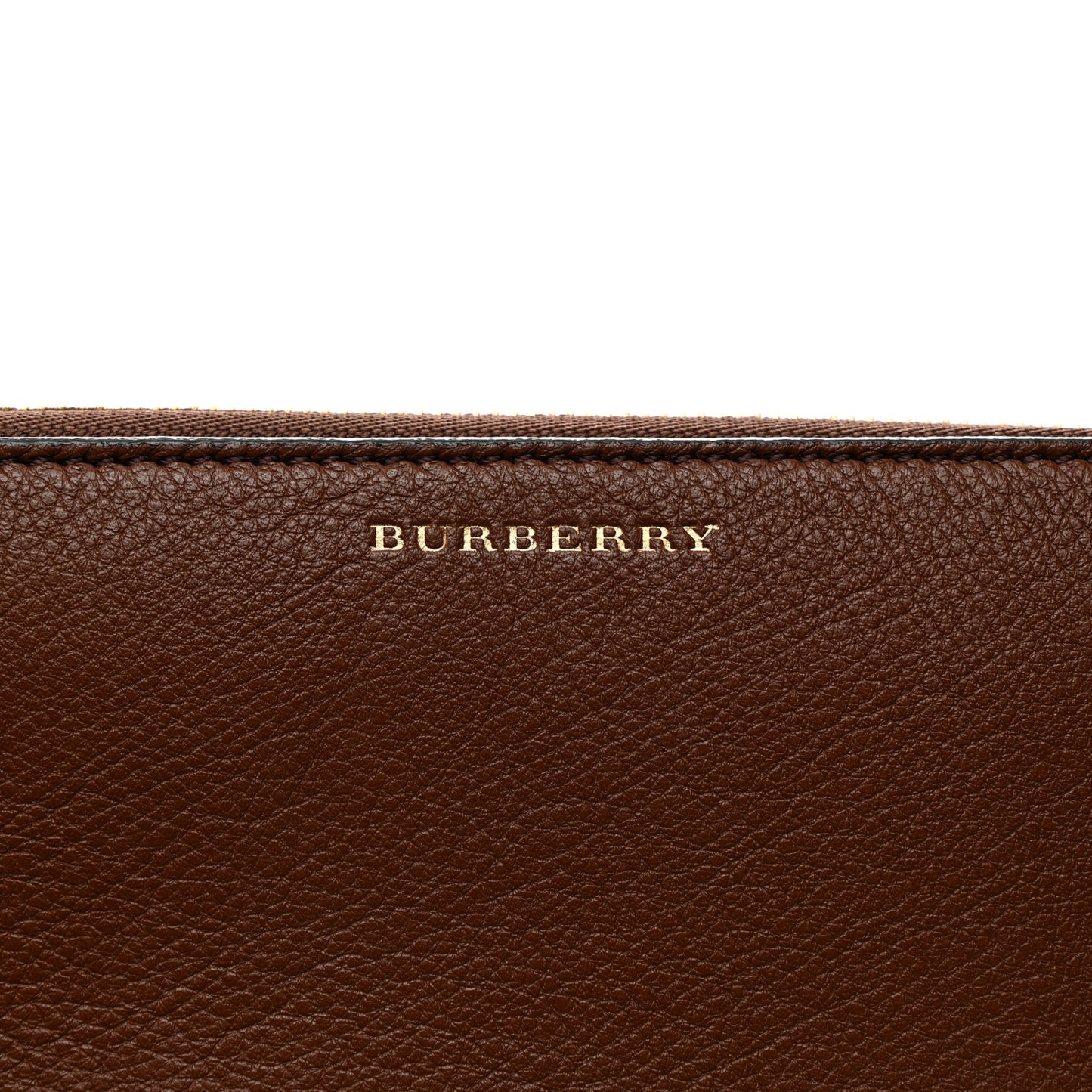 Calfskin House Check Elmore Zip Around Wallet Tan