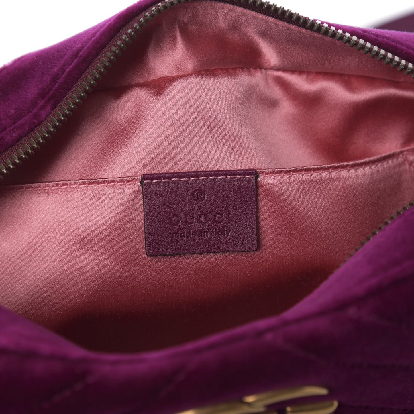 Velvet Matelasse Small GG Marmont Chain Shoulder Bag Fuchsia Violet Cyclamen