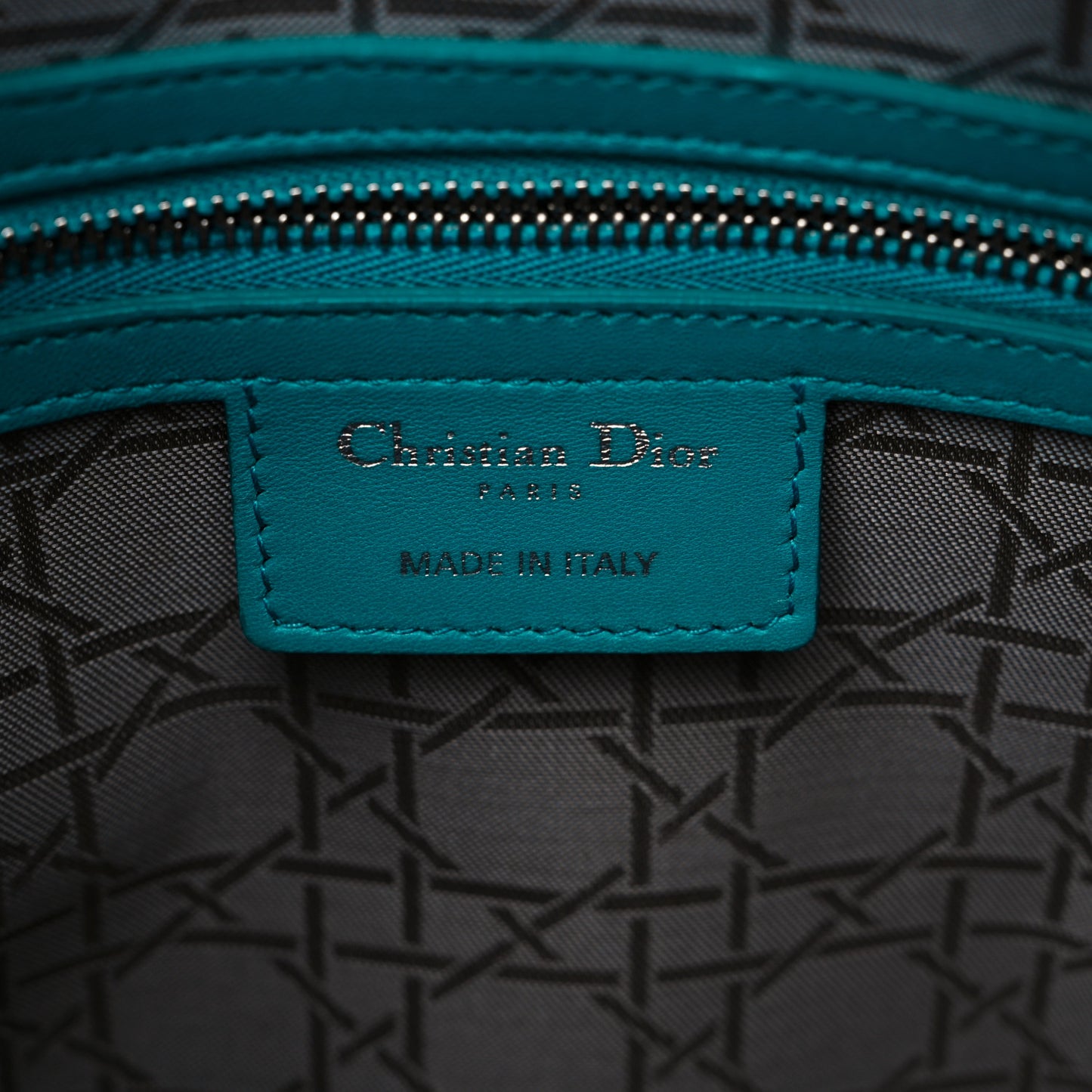 Lambskin Cannage Large Lady Dior Turquoise