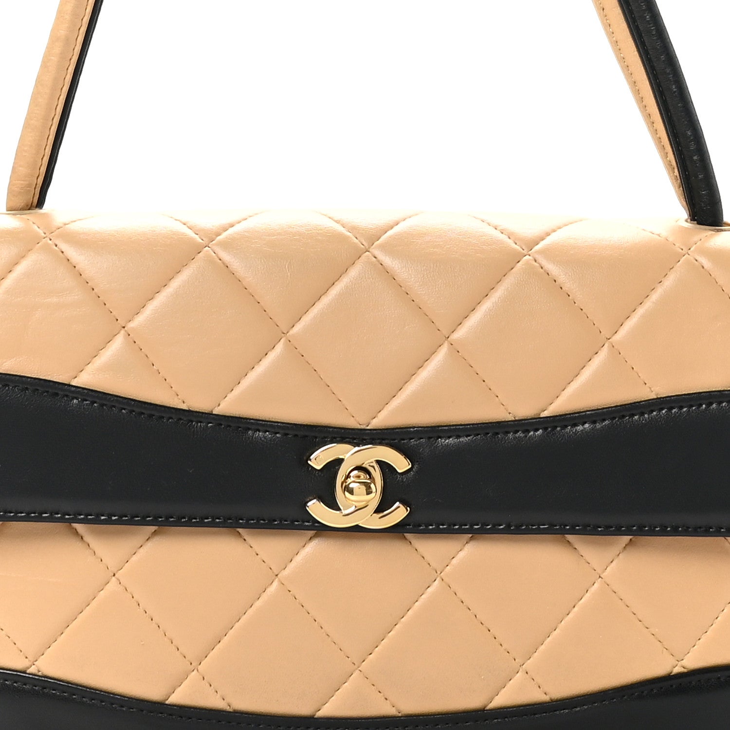 Chanel Lambskin Quilted Medium Single Flap Beige Black 8 of 10