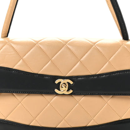 Chanel Lambskin Quilted Medium Single Flap Beige Black 8 of 10
