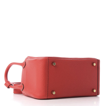Hermes Taurillon Clemence Mini Lindy 20 Rouge De Coeur 3 of 9