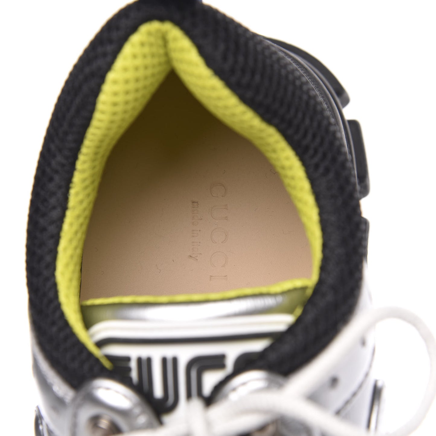X SEGA Metallic Calfskin Mesh Womens Flashtrek Sneakers 40 Silver Black