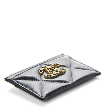 Chanel Shiny Goatskin Quilted 19 Card Holder Black 4 of 9