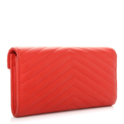 Chanel Caviar Chevron Quilted Wallet Red 3 of 16