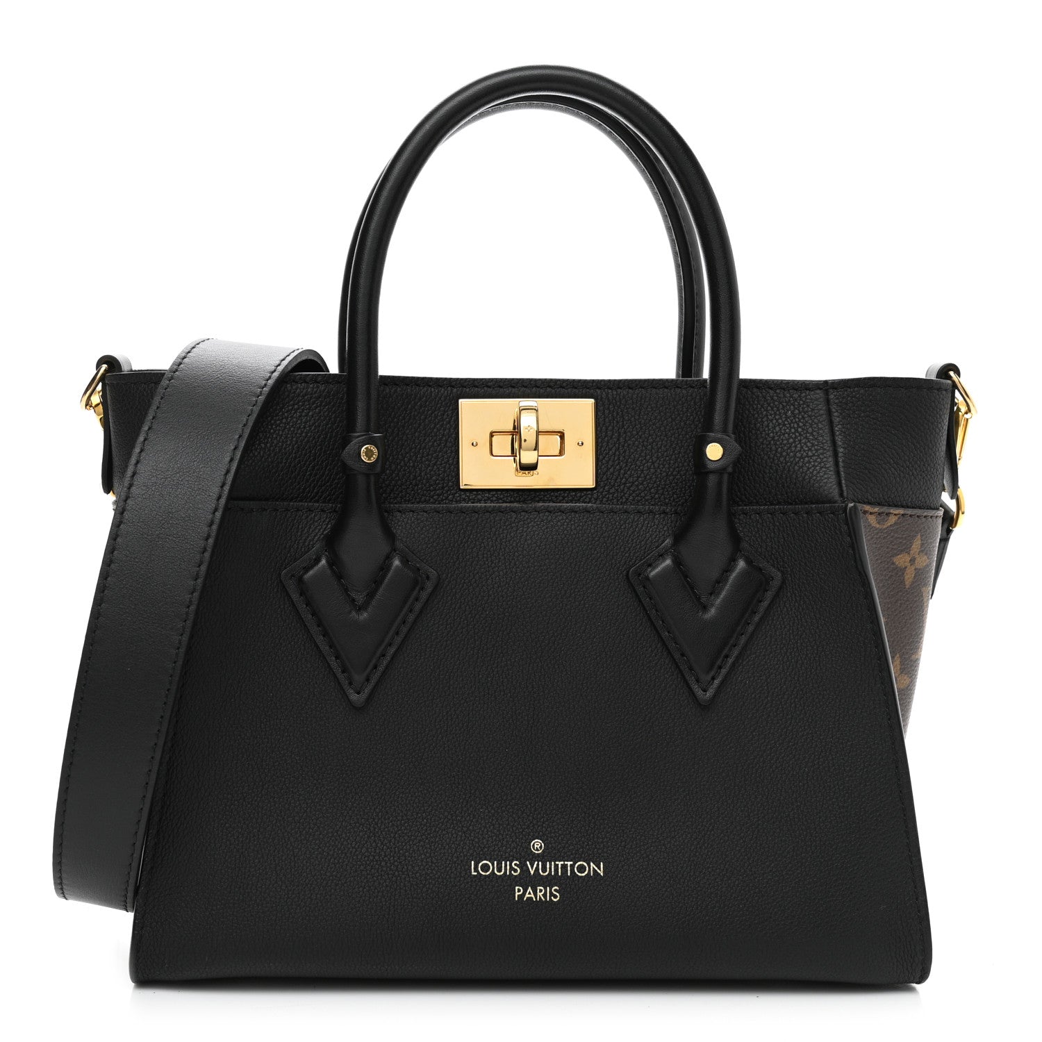 Louis Vuitton Calfskin Monogram On My Side PM Black 2 of 9