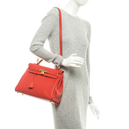 Hermes Evercolor Kelly Retourne 32 Tomate 2 of 25